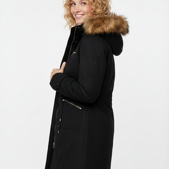 ARITZIA TNA Verbier Parka Black Long Coat Faux Fur Hood Women's (S) Winter - Picture 3 of 12